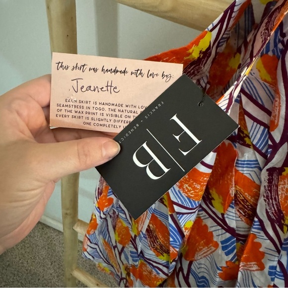 Francis + Benedict handmade African cotton block print floral mini skirt s NWT - Picture 6 of 8